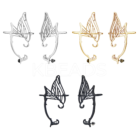6Pcs 6 Styles Alloy Butterfly Wing Stud Earrings EJEW-FI0002-98-1