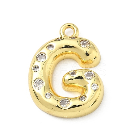 Brass Micro Pave Clear Cubic Zirconia Pendants KK-I476-02G-G-1
