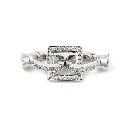 Brass Micro Pave Clear Cubic Zirconia Fold Over Clasps KK-U059-18P-1