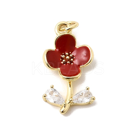 Brass Pave Clear Cubic Zirconia Pendants KK-G554-05G-03-1