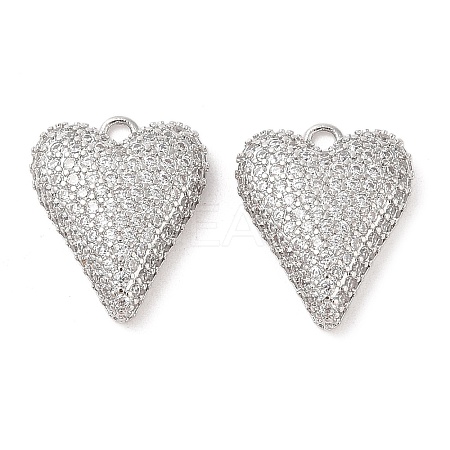Brass Micro Pave Clear Cubic Zirconia Pendants KK-S388-01P-04-1