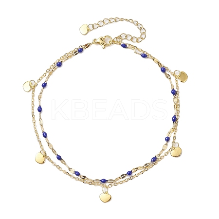 304 Stainless Steel Double Layer Chain Anklets AJEW-AN00632-01-1