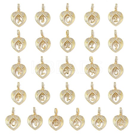 Brass Micro Pave Clear Cubic Zirconia Pendants KK-L253-16G-1
