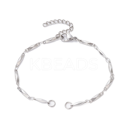 Tarnish Resistant 304 Stainless Steel Faceted Bar Link Chain Bracelet Makings AJEW-JB01184-02-1