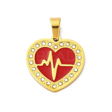 304 Stainless Steel Enamel Pendants STAS-S163-09B-G-1