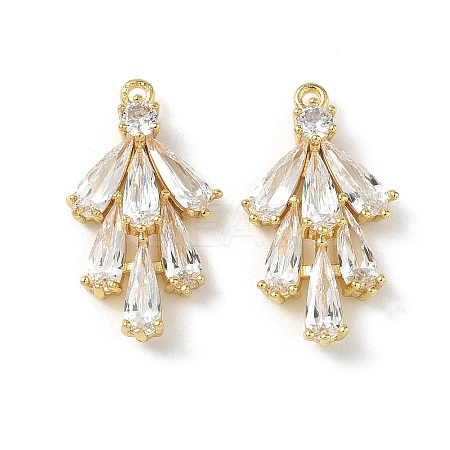 Brass Pave Clear Cubic Zirconia Pendants CU-CBAAAE1-01G-1