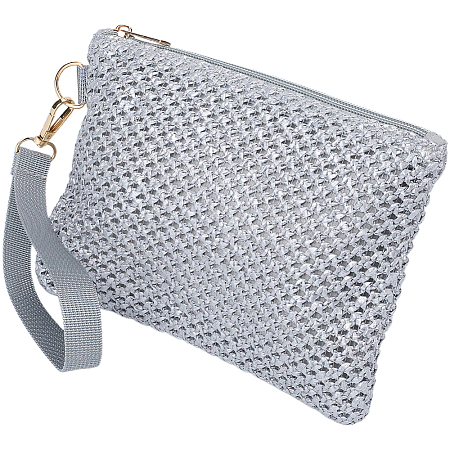Straw Plaited Cosmetic Zipper Bags AJEW-WH20010-78A-1