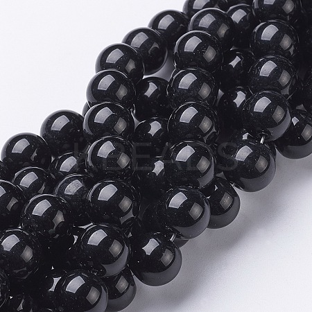 Black Glass Round Beads Strands X-GR12mm27Y-1
