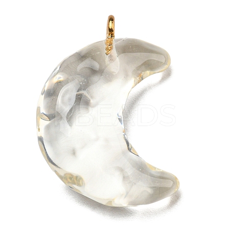 Transparent Resin Moon Pendants RESI-A026-01G-1