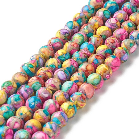 Assembled Natural & Dyed Magnesite Beads Strands G-L575-02L-B-1