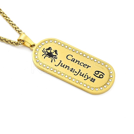 Constellation 304 Stainless Steel Micro Pave Clear Cubic Zirconia Wheat Chain Pendant Necklaces for Women Men NJEW-U007-01L-1