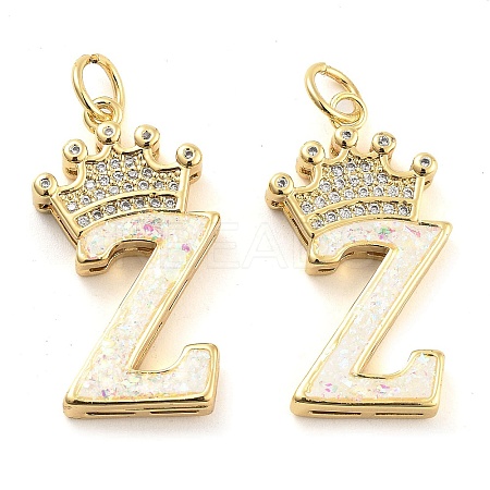 Brass Micro Pave Clear Cubic Zirconia Pendants KK-G498-01Z-02-1