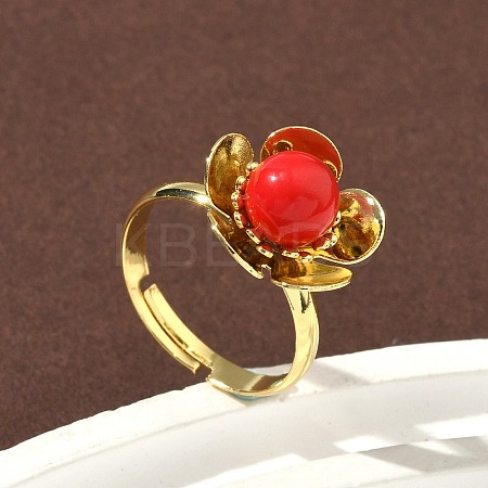 Brass Adjustable Finger Rings for Women RJEW-K295-02G-1