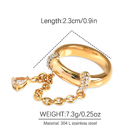304 Stainless Steel Micro Pave Clear Cubic Zirconia Finger Rings FS-WGB0E10-03-1