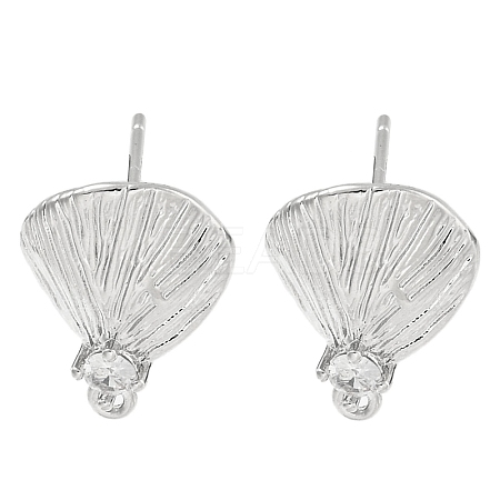 Brass Micro Pave Cubic Zirconia Stud Earring Findings KK-U015-03P-1