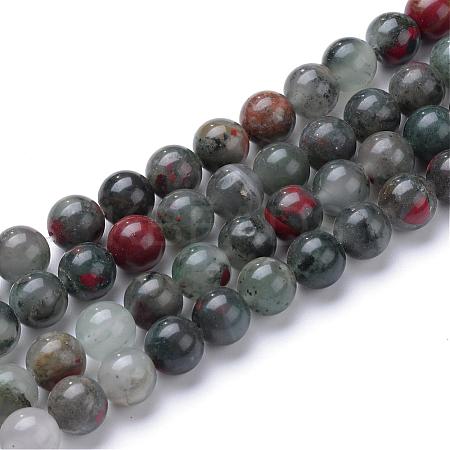 Natural African Bloodstone Beads Strands G-R345-8mm-50-1