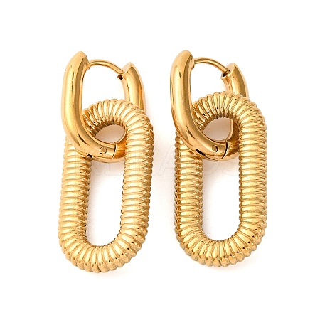Ion Plating(IP) 304 Stainless Steel Oval Hoop Earrings for Women EJEW-S240-02G-1