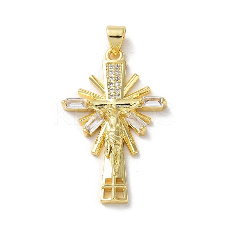 Brass Micro Pave Clear Cubic Zirconia Pendants KK-A212-11A-G-1