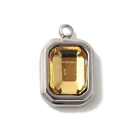 304 Stainless Steel Glass Pendants STAS-L022-062P-05-1