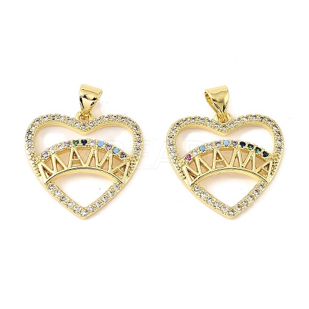 Mother's Day Brass Micro Pave Cubic Zirconia Pendants KK-M324-02E-G-1