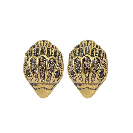 Bird Head Brass Micro Pave Cubic Zirconia Stud Earrings FS-WGB6FCA-01-1