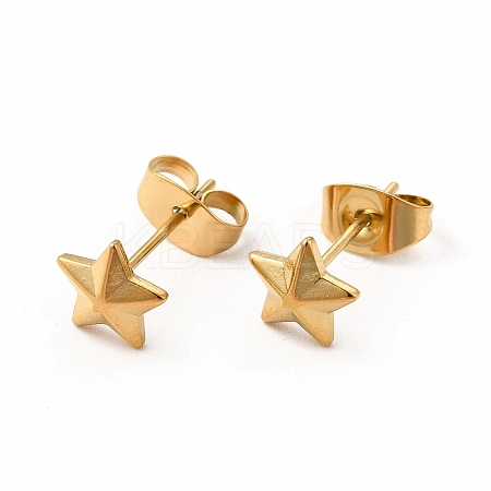 304 Stainless Steel Star Stud Earrings for Women EJEW-C004-08G-1