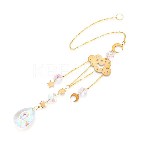 Faceted Glass Sun Catcher Pendant Decorations LS-AJEW-A037-12G-1