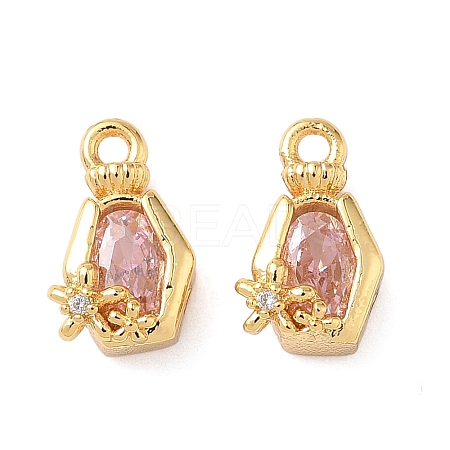 Brass with Cubic Zirconia Charms KK-D024-23B-G-1