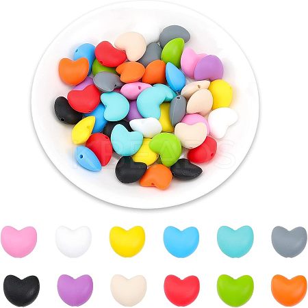 48Pcs 12 Colors Food Grade Eco-Friendly Silicone Focal Beads SIL-CA0001-43-1