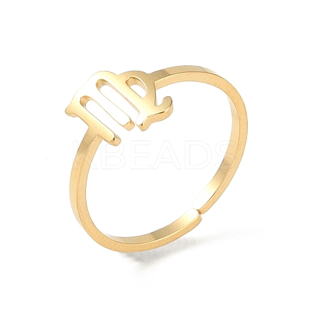 Real 18K Gold Plated 304 Stainless Steel Adjustable Finger Ring RJEW-L115-01G-09-1