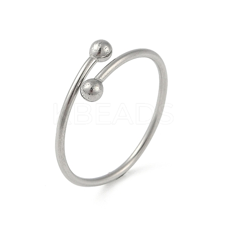 Non-Tarnish 304 Stainless Steel Round Ball Open Cuff Finger Rings for Women X-RJEW-C105-01P-1