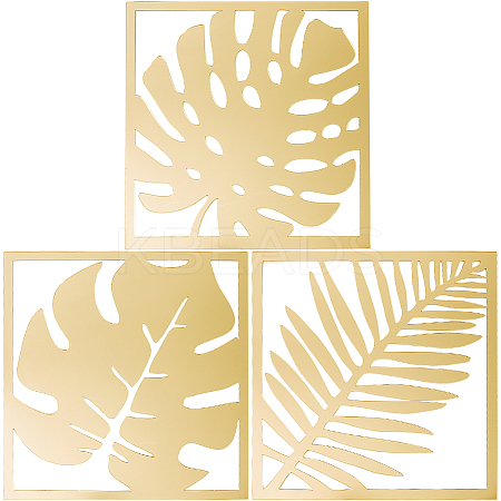 3Pcs Leaf Acrylic Mirror-Like Wall Stickers DIY-WH0304-722B-1