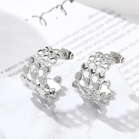 304 Stainless Steel C-Shaped Stud Earrings for Women EJEW-A119-15P-1