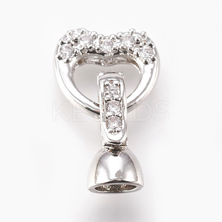 Brass Micro Pave Cubic Zirconia Fold Over Clasps KK-P164-07P-1