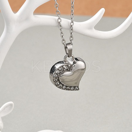 304 Stainless Steel Crystal Rhinestone Heart Urn Ashes Necklaces STAS-Z106-04P-1