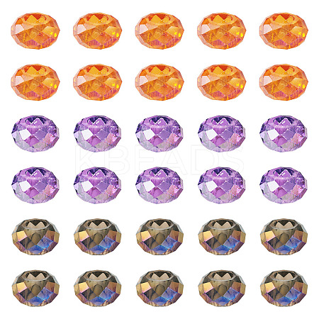 36Pcs 3 Styles Baking Paint Transparent Glass European Beads GPDL-TA0001-07-1