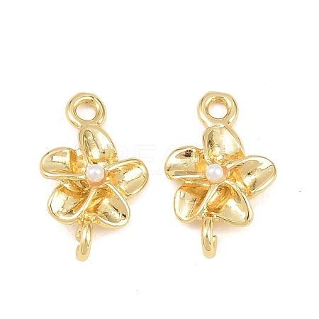 Brass with ABS Plastic Imitation Pearl Connector Charms KK-Z151-01G-02-1
