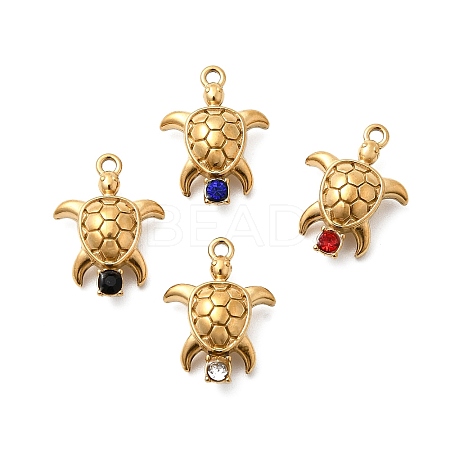 304 Stainless Steel Micro Pave Rhinestone Pendants STAS-G369-07G-1
