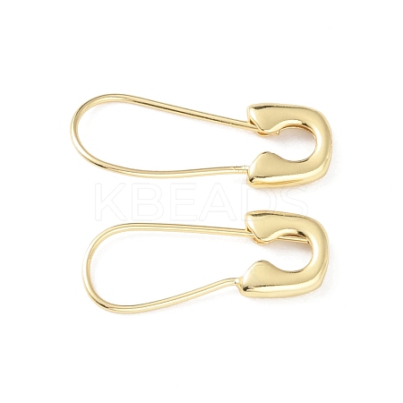 Safety Pin Shape Rack Plating Brass Hoop Earrings for Woman EJEW-F310-02G-1