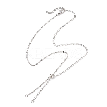 304 Stainless Steel Paperclip Chain Cable Chain Necklace Slider Making AJEW-JB01529-1