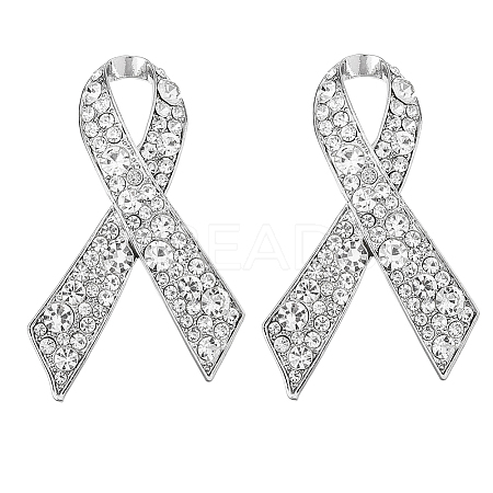 2Pcs Awareness Ribbon Alloy Rhinestone Brooches for for Backpack Clothes JEWB-FH0002-19P-1