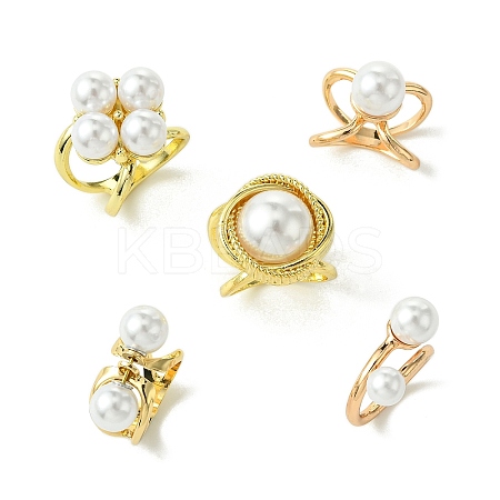 10Pcs 5 Styles Alloy with Plastic Scarf Buckle Ring AJEW-CJ0001-35-1