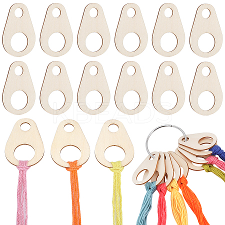 Teardrop Wood Embroidery Thread Organizers AJEW-GF0009-22-1