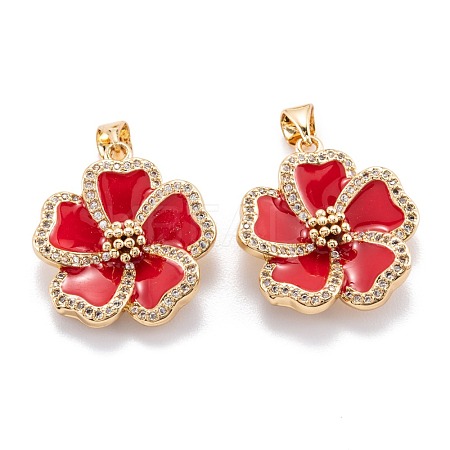 Real 18K Gold Plated Brass Micro Pave Clear Cubic Zirconia Beads Pendants ZIRC-M114-32G-E-1
