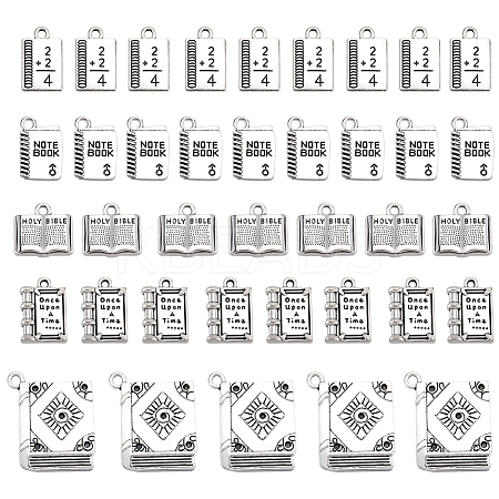 60Pcs 5 Styles Tibetan Style Alloy Pendants for Teachers' Day TIBEP-SC0003-05-1