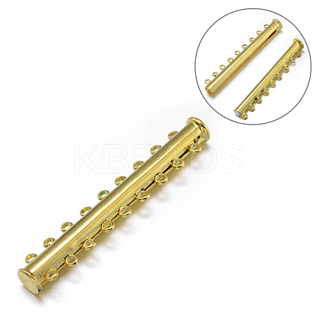 9-Strands 18-Holes Tube Brass Magnetic Slide Lock Clasps X-KK-D479-G-NF-1