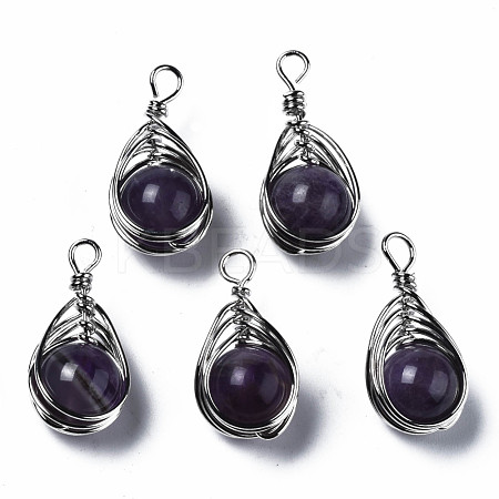 Natural Amethyst Pendants G-Q998-028-1