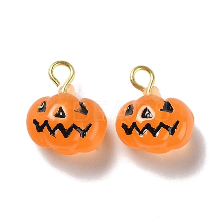 Halloween Pumpkin Opaque Resin Charms LS-RESI-B010-02-1