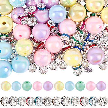 50Pcs Round Opaque Acrylic Beads MACR-SC0002-35-1