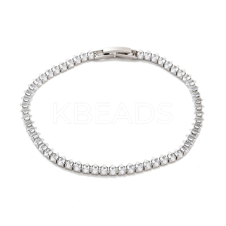 Brass Pave Clear Cubic Zirconia Horse Eye Link Bracelets BJEW-YWC0002-03A-P-1